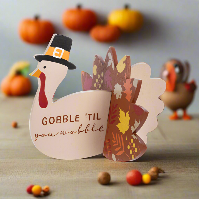 Gobble 'Til You Wobble Turkey Decor