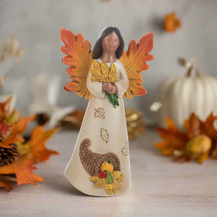 Autumn Leaves Cornucopia Angel Figurine