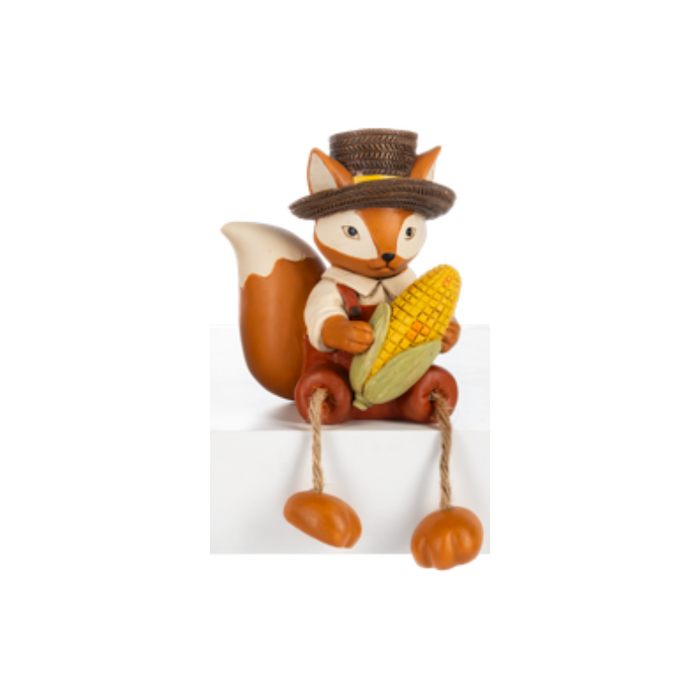 Woven Hat Fox Shelf Sitter