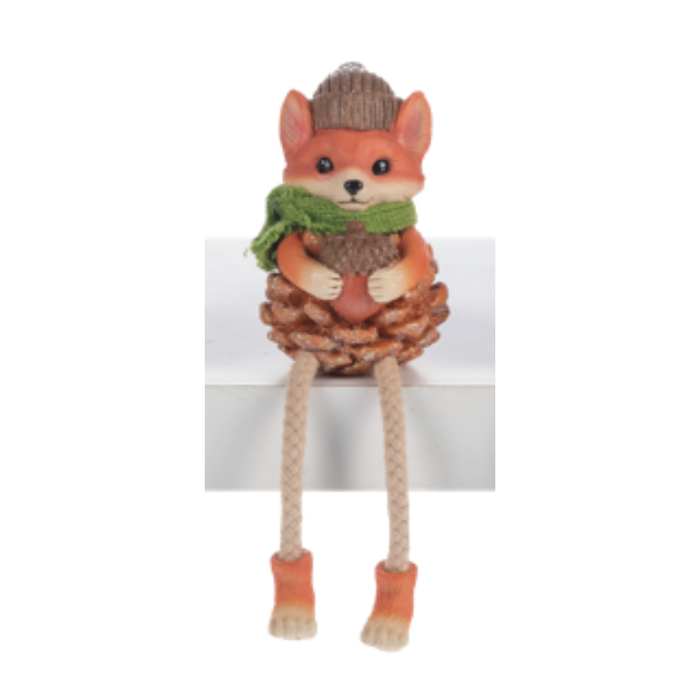 Pinecone Fox w/ Acorn Shelf Sitter