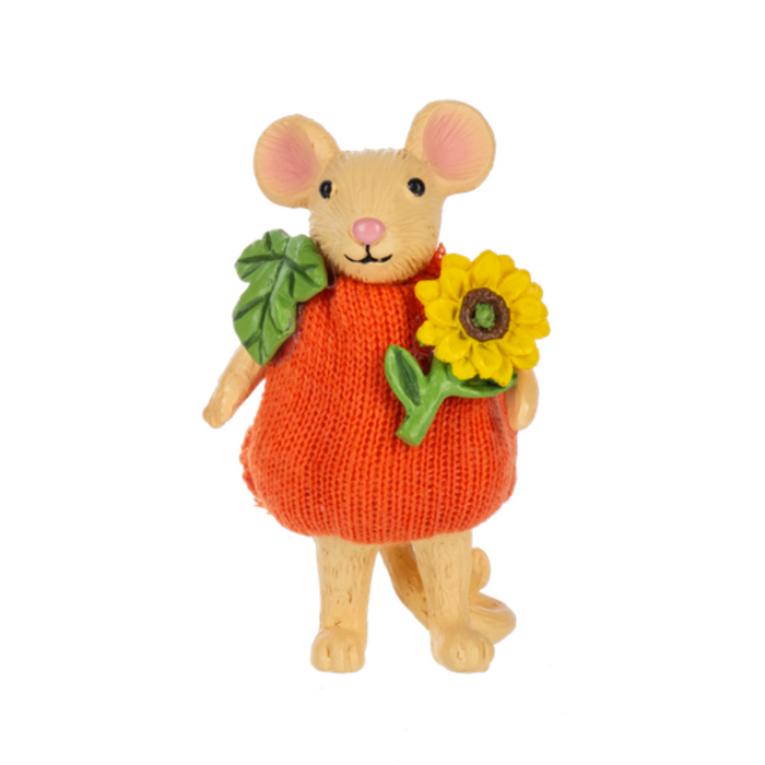 Dressed Up Pumpkin Mouse Figurine