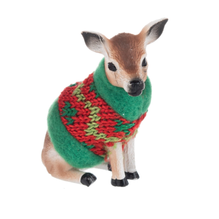 Winter Deer in Sweater Figurine