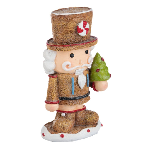 Gingerbread Nutcracker w/ Tree Polyresin Figurine