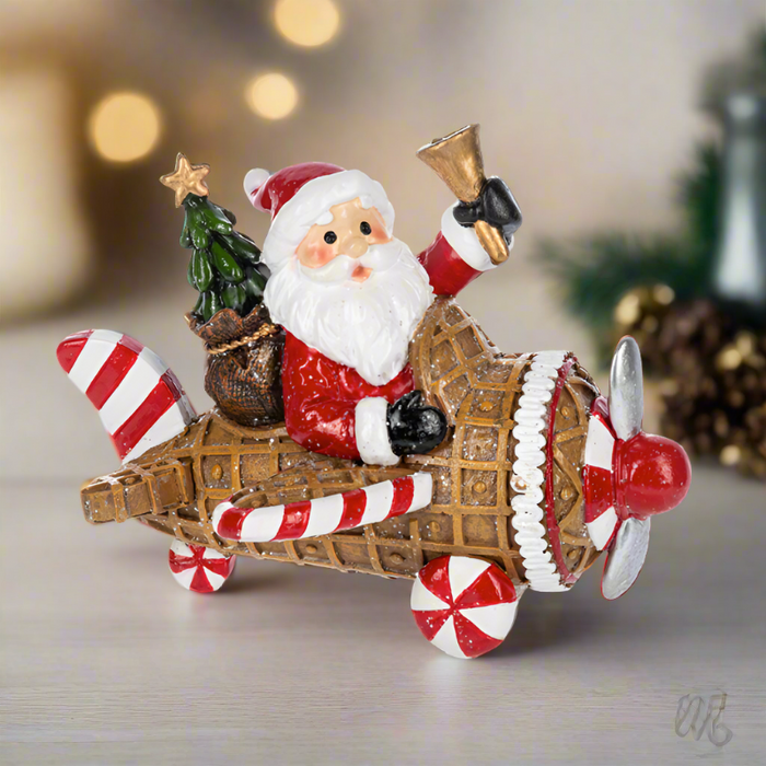 Waffle Cone Airplane Santa Figurine