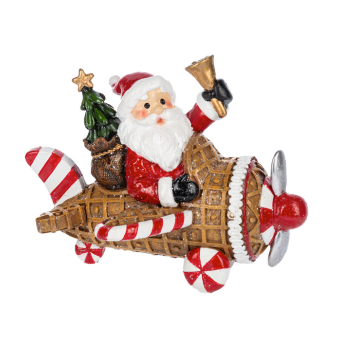 Waffle Cone Airplane Santa Figurine