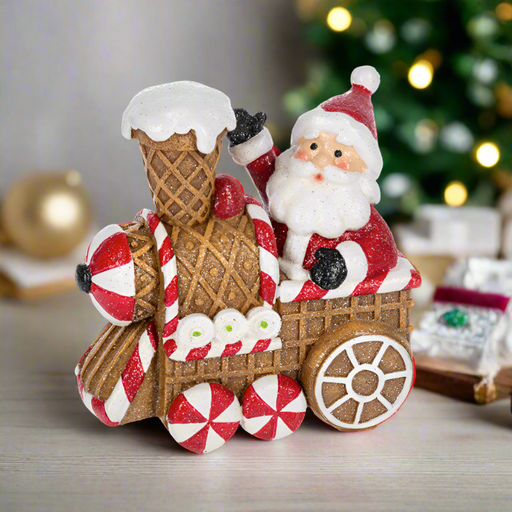 Waffle Cone Train Santa Figurine