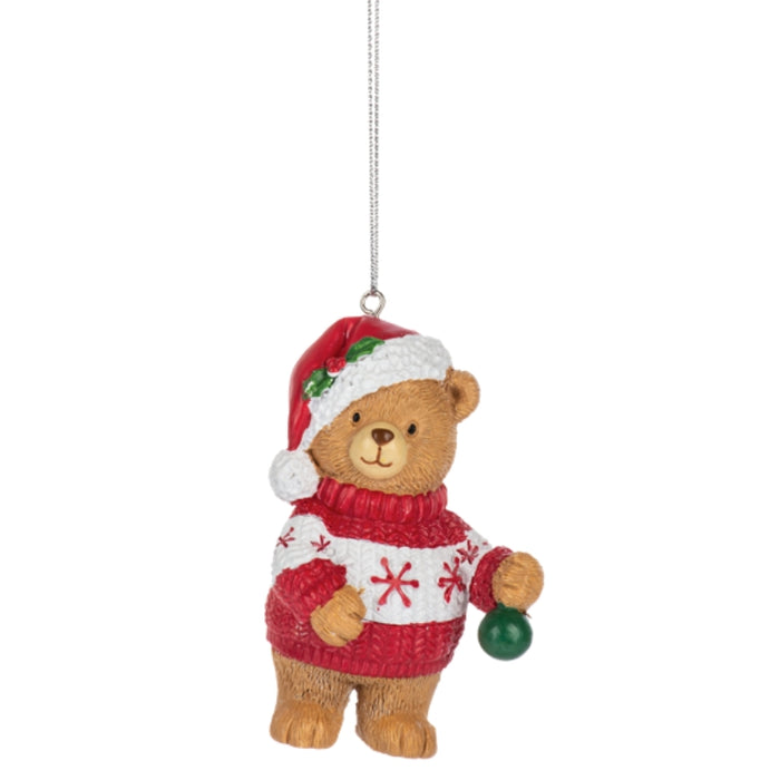 Christmas Bear w/ Santa Hat Ornament