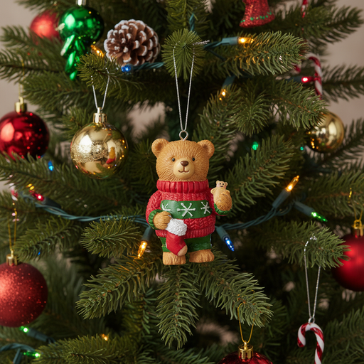 Christmas Bear w/ Stocking Ornament