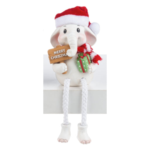 White Elephant Merry Christmas Shelf Sitter