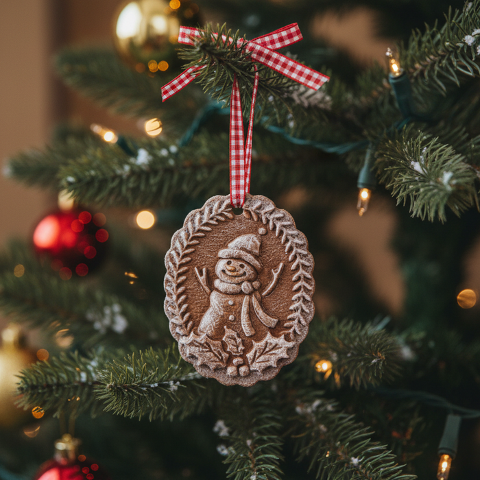 Gingerbread Cookie Ornament - Snowman
