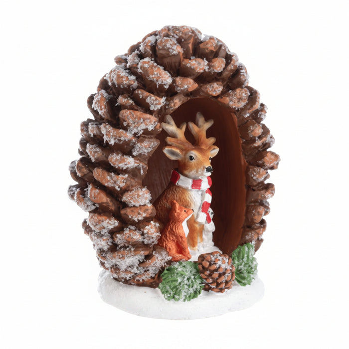 Panoramic Pinecone Woodland Creatures Figurine