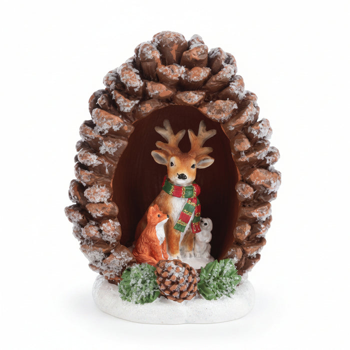 Panoramic Pinecone Woodland Creatures Figurine