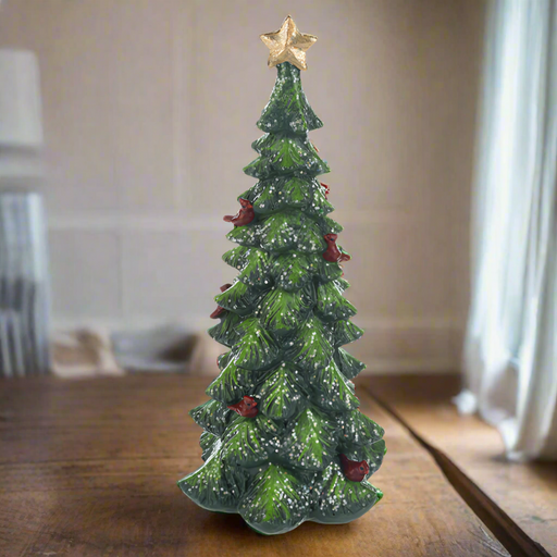 Glitter Cardinal Resin Christmas Tree