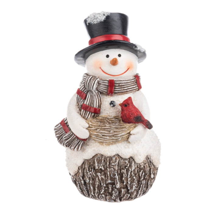 Woody Snowman Top Hat Polyresin Figurine