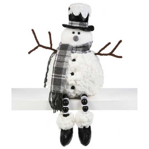 Snowman Top Hat Shelf Sitter w/ Beaded Legs