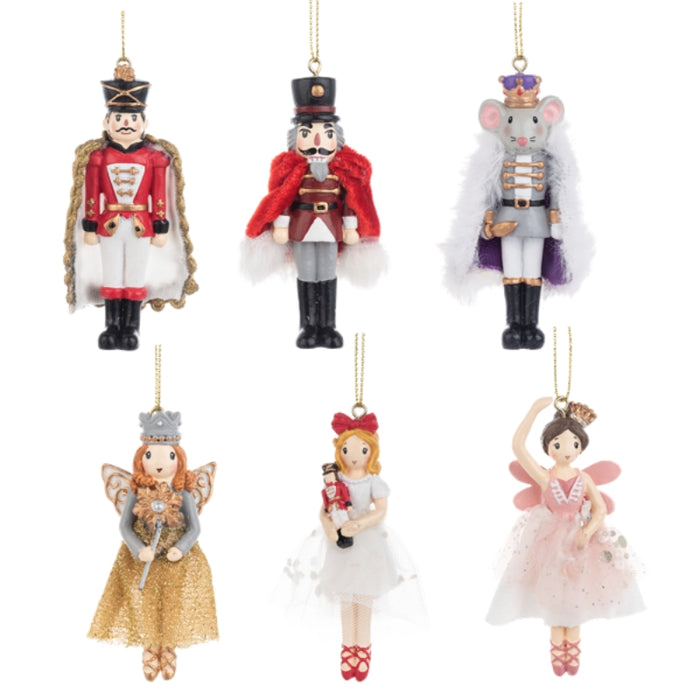Set of Nutcracker-themed Christmas ornaments all sold separately