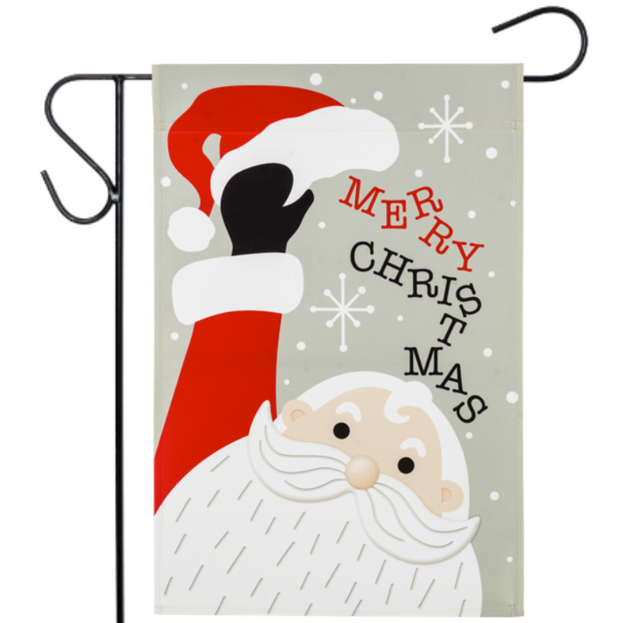 Grey Santa Merry Christmas Garden Flag