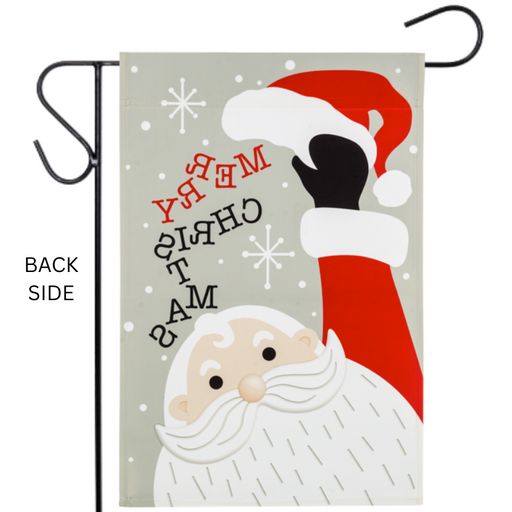 Grey Santa Merry Christmas Garden Flag