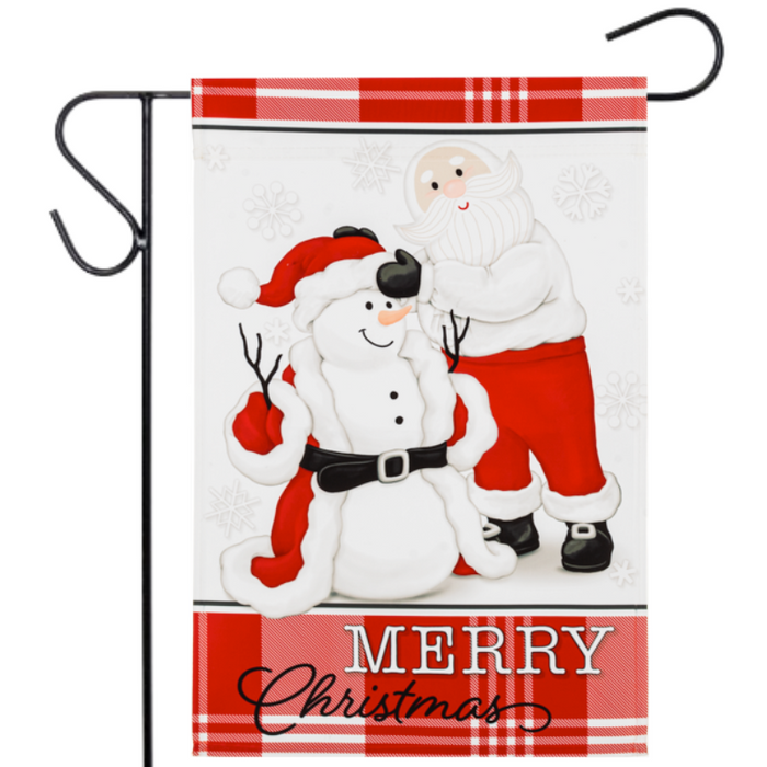 Santa Dressing Snowman Garden Flag