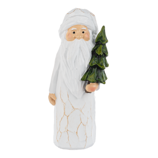 Woodcut Santa w/ Tree Figurine