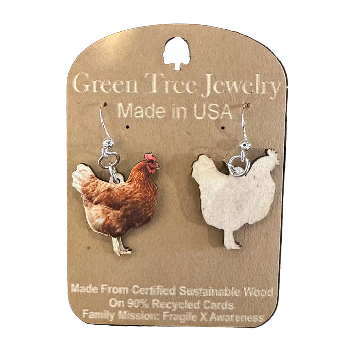 Chicken Wood Earrings