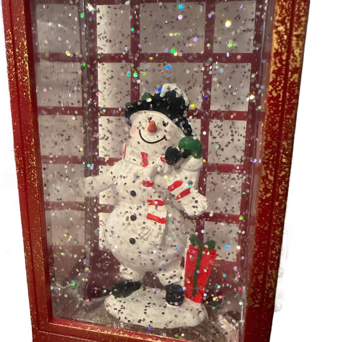 Telephone Booth Snowman Light Up Water Lantern