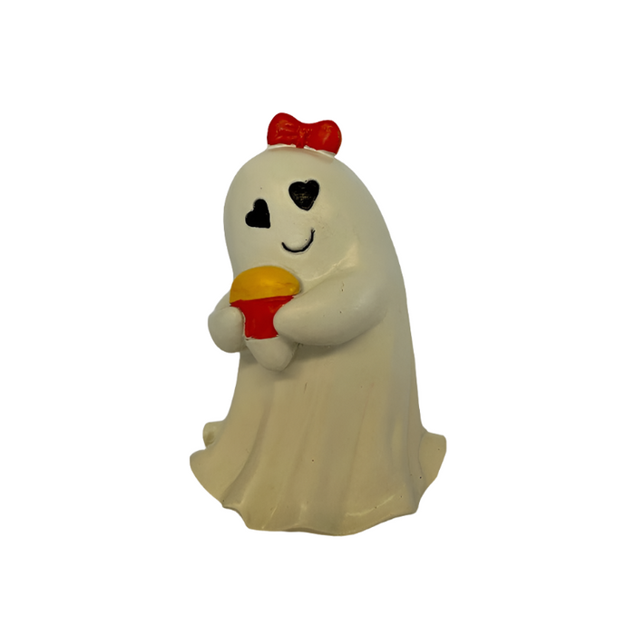 Heart Eyed Candy Corn Ghost Figurine