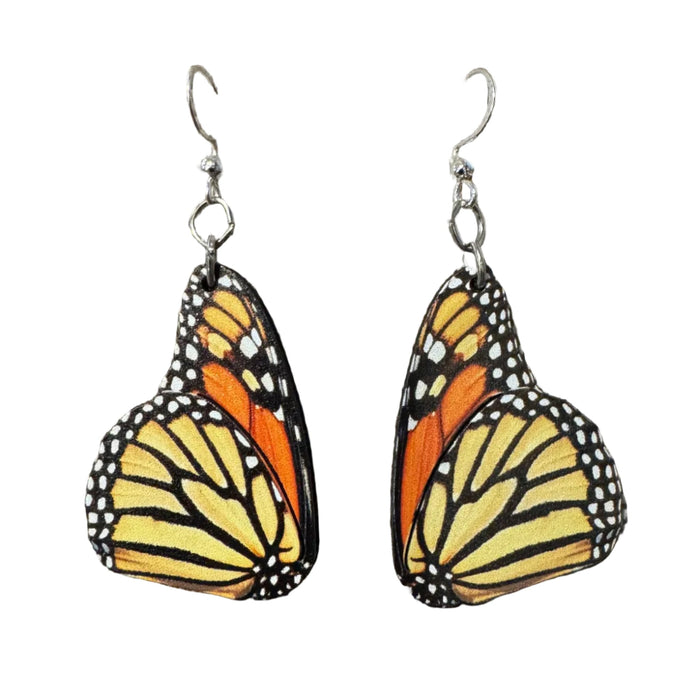 Monarch Butterfly Wood Earrings