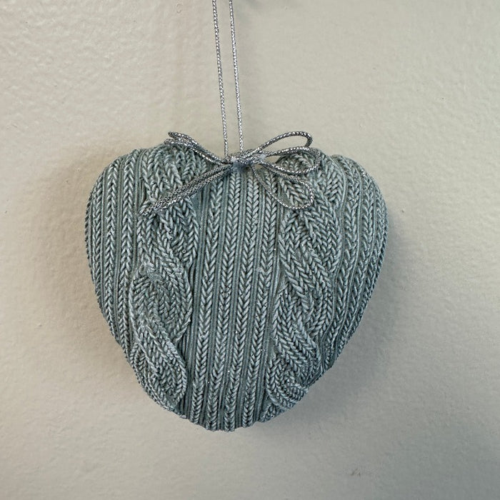 Knit Heart Polyresin Ornament