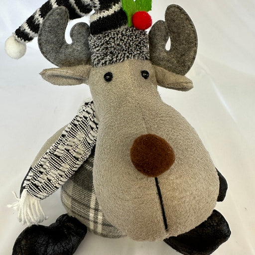 Holiday Plaid Moose Shelf Plush