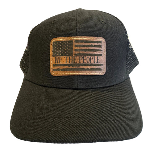 We the People Engraved Black Leatherette Hat
