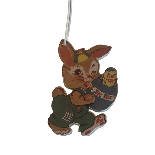 Brown Bunny with Egg Vintage Easter Ornament