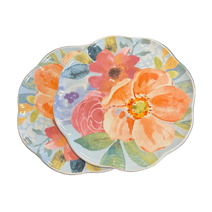 8.5" Everyday Peonies Ceramic Appetizer Plates - Set of 2