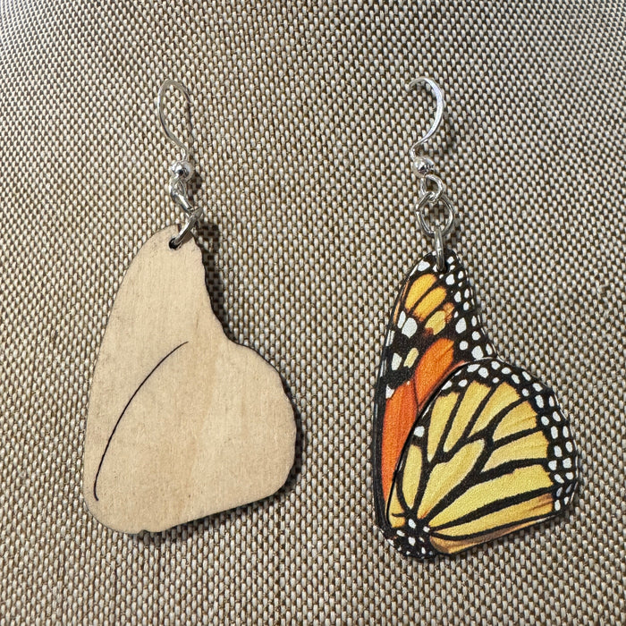 Monarch Butterfly Wood Earrings