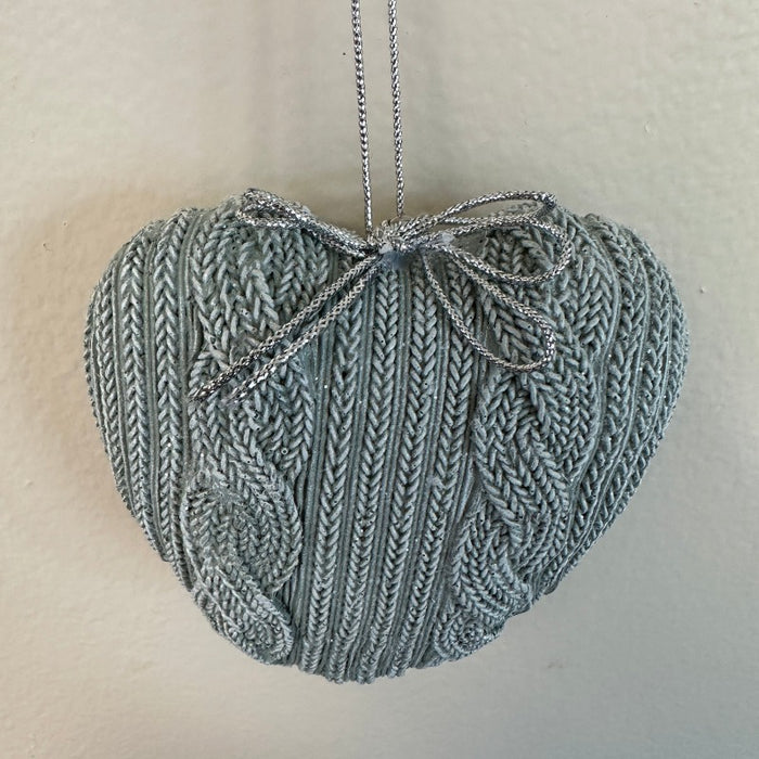 Knit Heart Polyresin Ornament
