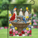 Birdbath Gathering Garden Flag