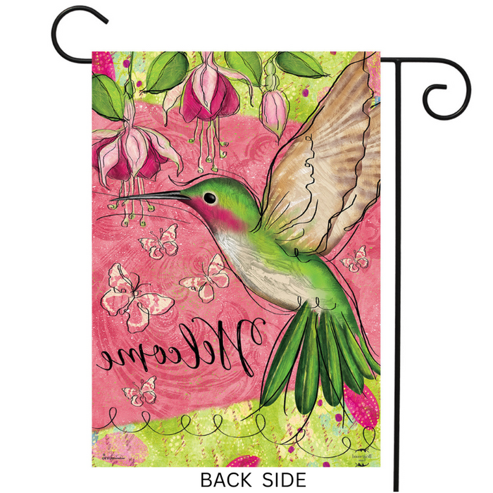Blissful Hummingbird Garden Flag