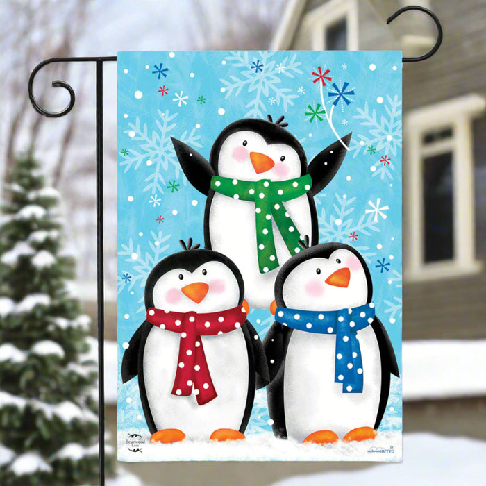 Winter Penguins Garden Flag