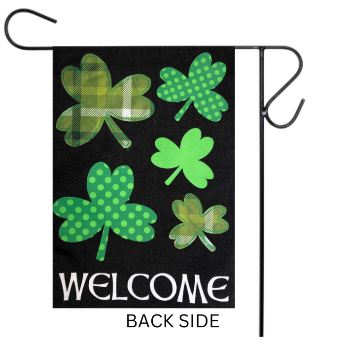 Shamrock Welcome Burlap Garden Flag