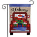 Red American Truck Burlap Garden Flag