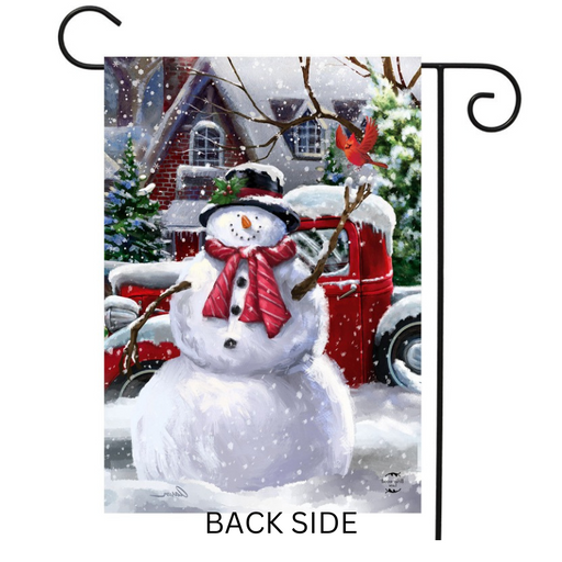 Snowfall Snowman Garden Flag