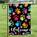 Rainbow Pawprints Garden Flag