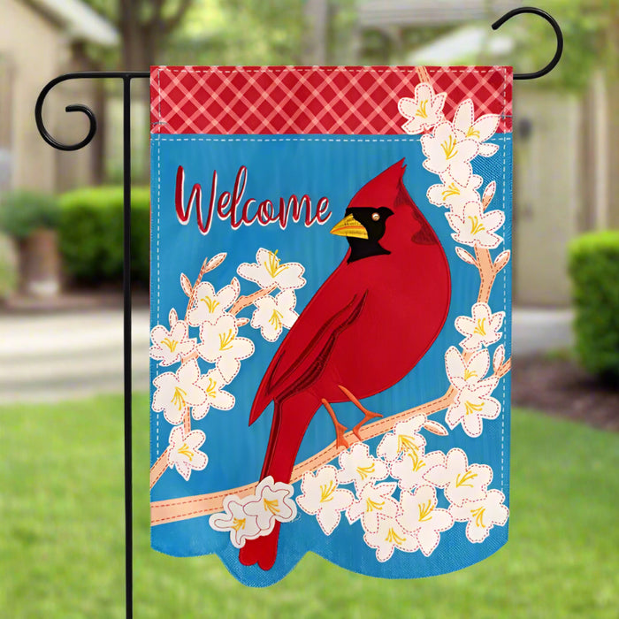 Spring Cardinal Burlap Garden Flag