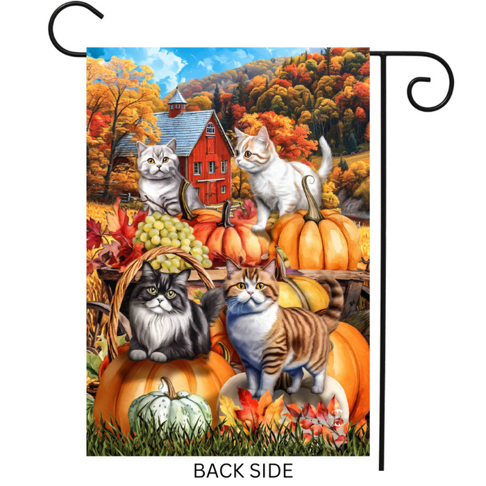 Pumpkin Patch Cats Garden Flag