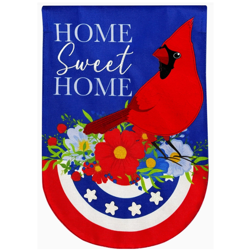 Home Sweet Home Cardinal Burlap Decorative Flag