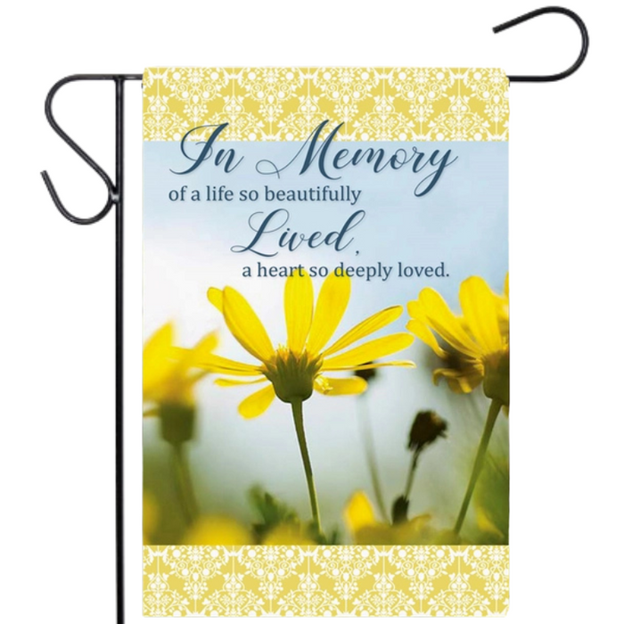 In Memory Yellow Floral Garden Flag