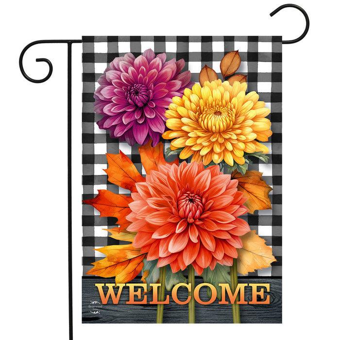 Checkered Mums Garden Flag