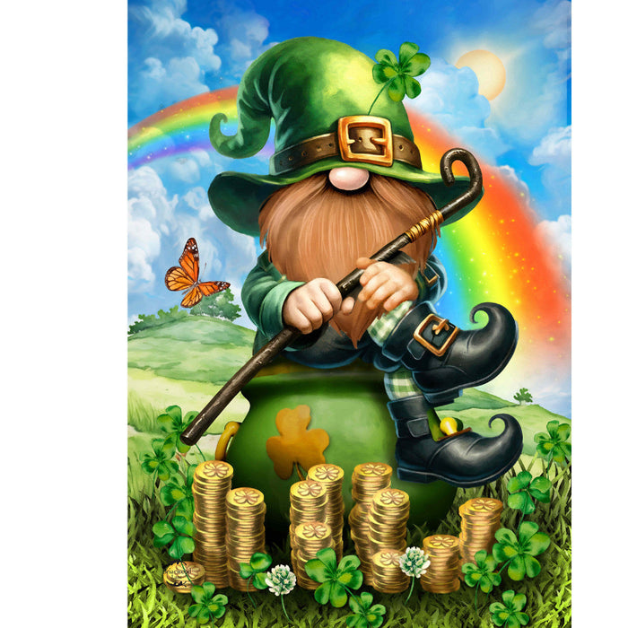 Lucky Irish Gnome Garden Flag