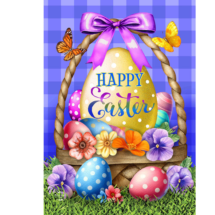 Happy Easter Egg Basket Garden Flag