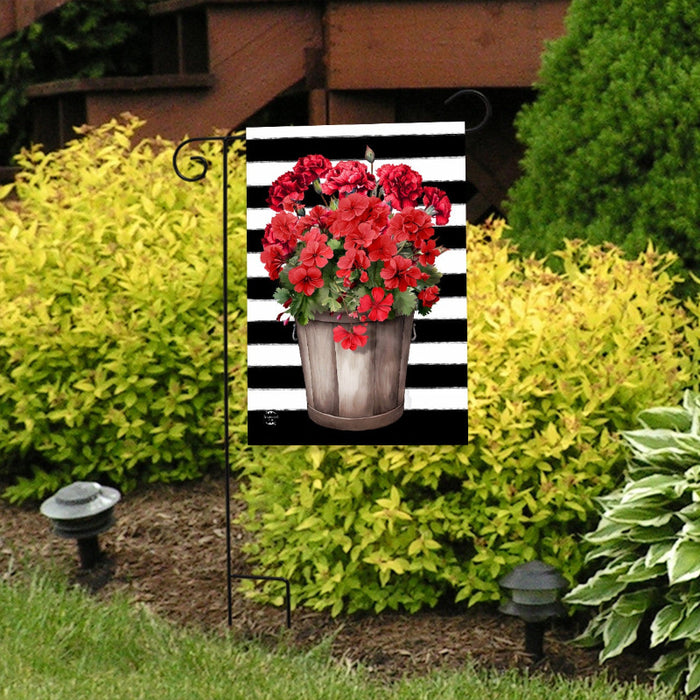 Striped Geraniums Garden Flag